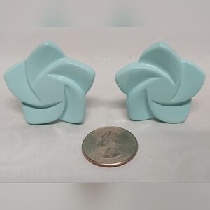 Aqua Flower-Shaped Retro Style Earrings